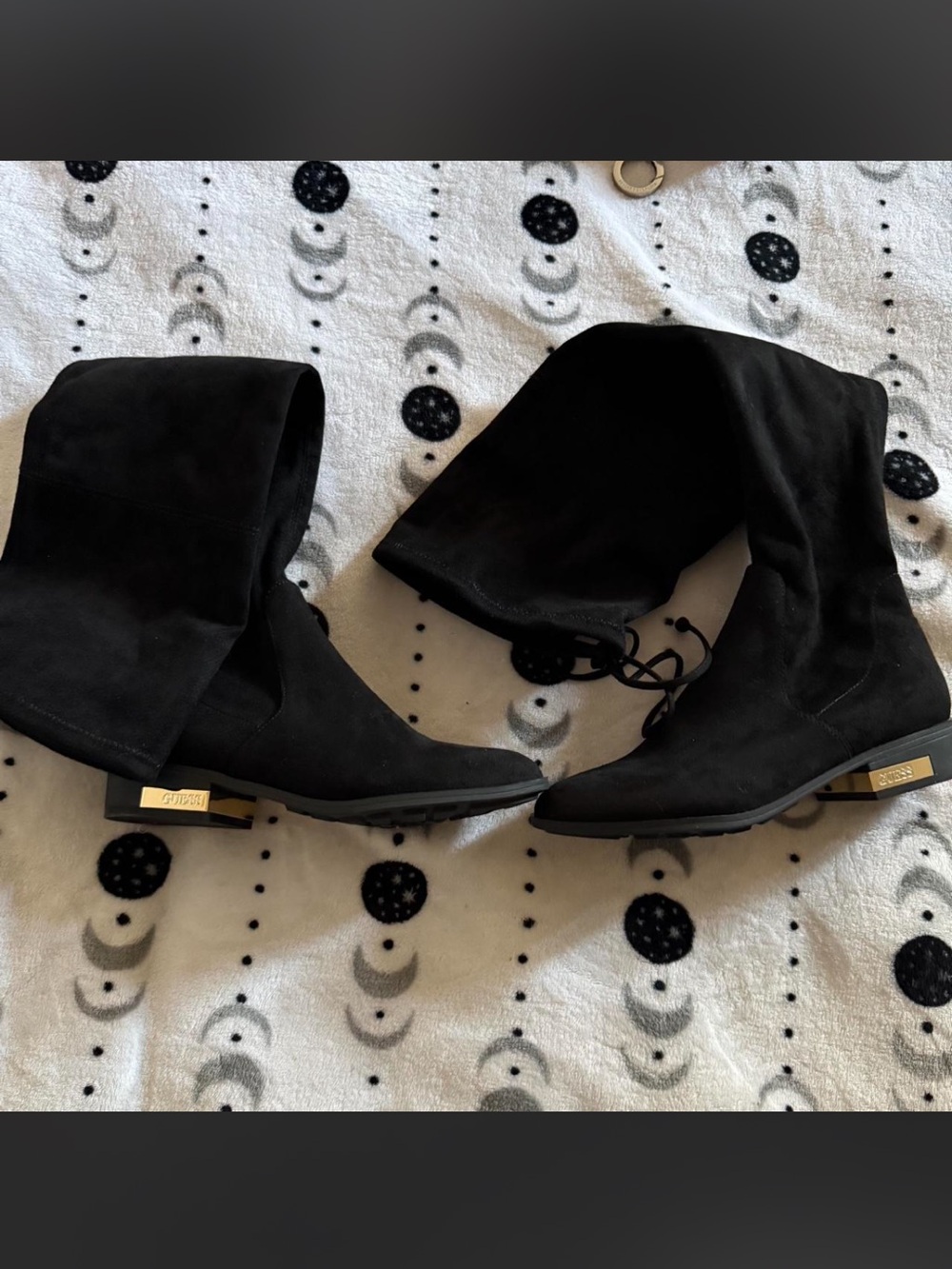 GUESS Black Suede Lace-Up with Gold Logo